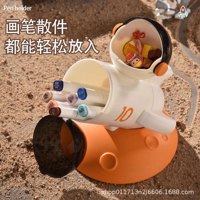 Songtai lindo cohete titular de la pluma para niños y niñas estudiante Escritorio de oficina decoración creativa caja de almacenamiento de organización multifuncional