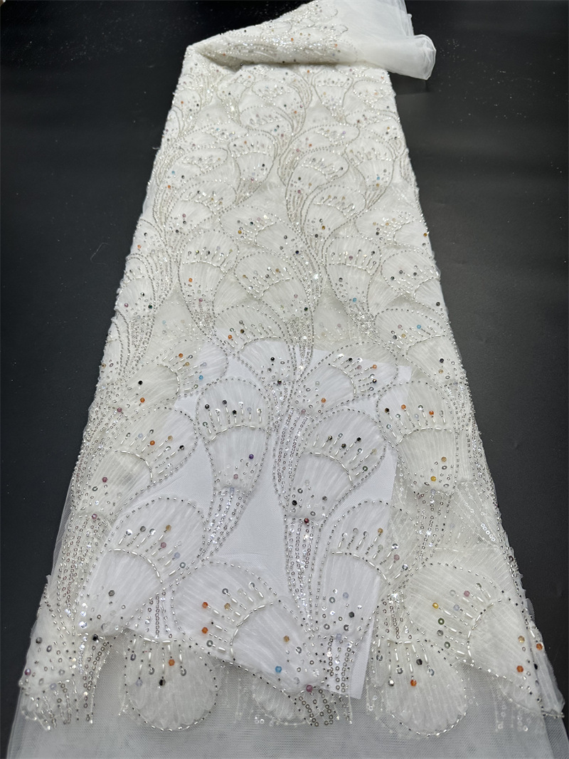 Vestido de boda vestido de moda bordado tridimensional vestido de tela de bordado de verano bordado telas bordadas de perlas bordadas sequinadas bordadas
