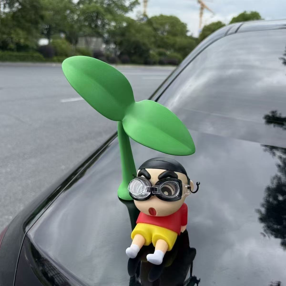 Crayon Shin-Chan Rotating Car Rear Decoration Cartoon Ornament for Car Dashboard Stress-Relief Cute Toy New Model