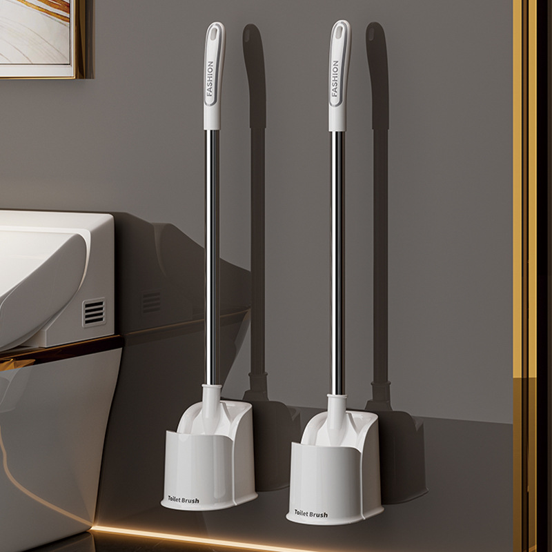 cepillo de inodoro de doble cabeza con base de cepillo de mango largo para casa cepillo de limpieza multifuncional de plástico para inodoro colgado en la pared