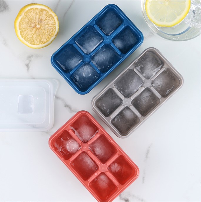 Summer Ice Block Magic Molds, 6 Ice Tray Silicone Ice Cube Molds with Lid Food Grade Refrigerator Storage Tray Ice Cube Trays for Wholesale