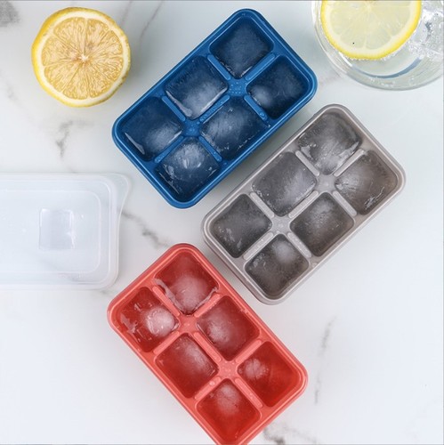 夏季冻冰块神器 制冰模具6冰格硅胶带盖食品级冰箱储存盒冰格批发