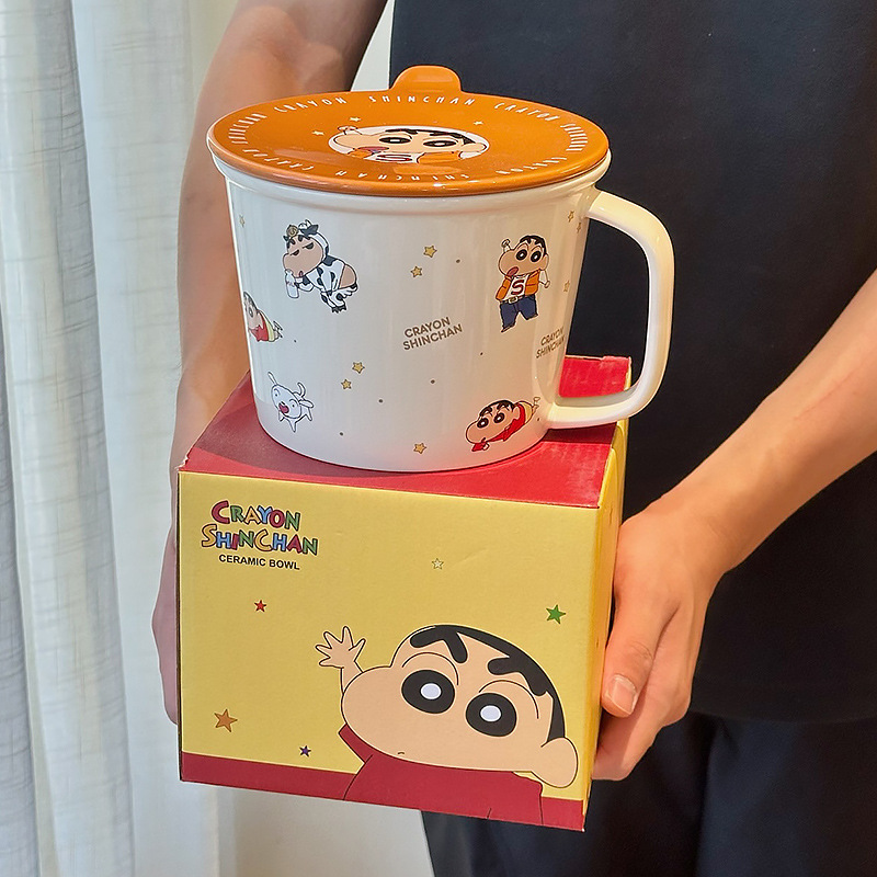 クレヨンしんちゃんセラミックインスタントラーメンボウルホーム新2025高価値カップル大スープヌードルボウル女性ギフトお土産|undefined