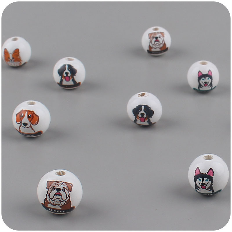 Suministros de bebé dibujos animados perro animal 16mm Hemu perlas DIY creativo pulsera cadena mordedor Accesorios