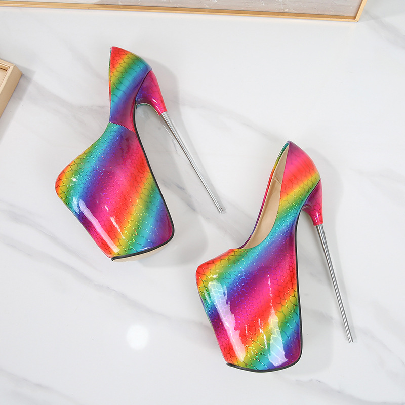 Giày cao gót nữ mũi nhọn gót thép 22 cm, kiểu stiletto quyến rũ, cổ cao mắt cá chân — Màu đỏ chi tiết 5