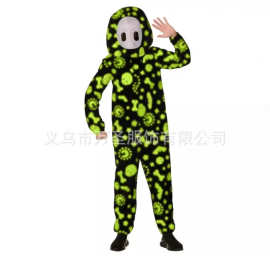跨境万圣节儿童夜光幽灵涂鸦连体服 - 糖豆人