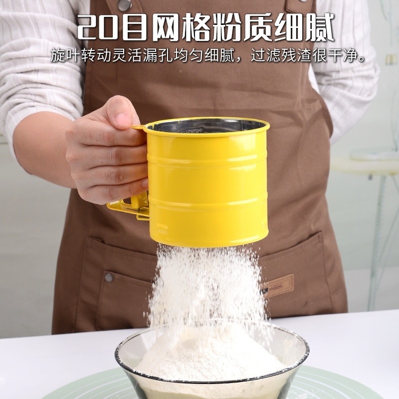 ステンレス鋼半自動小麦粉ふるいオリジナルカラーハンドヘルドふるいカップベーキングツール粉砂糖ふるいカラーメーカー卸売|undefined