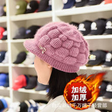 帽子女款秋冬季加绒加厚老太太毛线帽户外出行防风保暖帽针织帽子