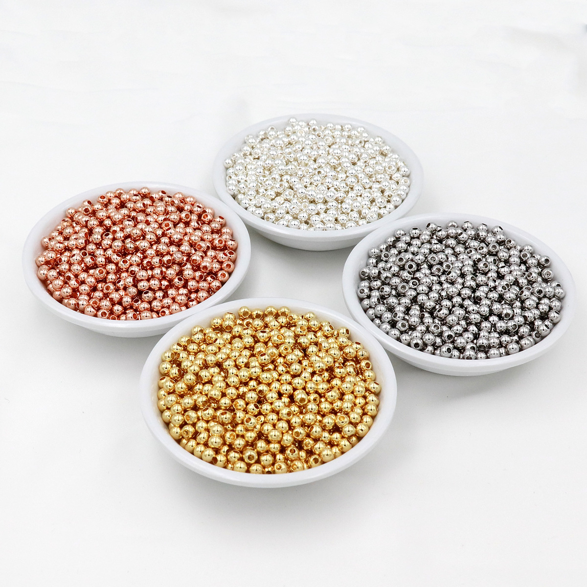 保色隔珠实心珠 18K包金铜镀真金光面直孔圆珠 diy手链小金珠 D40