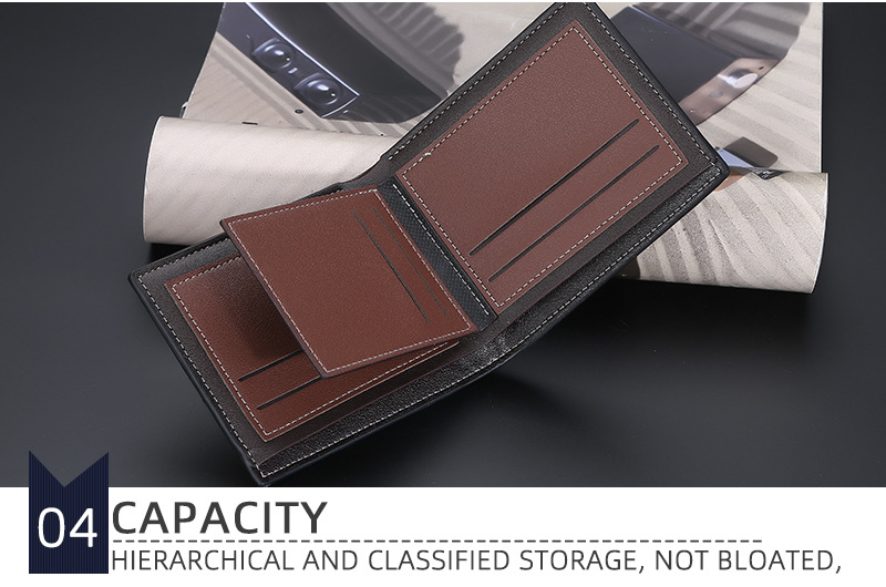 Portafoglio Baellerry, portafoglio corto nuovo arrivo con motivo stuzzicadenti in rilievo, portafoglio moda orizzontale da uomo, borsa da uomo_voghion.com