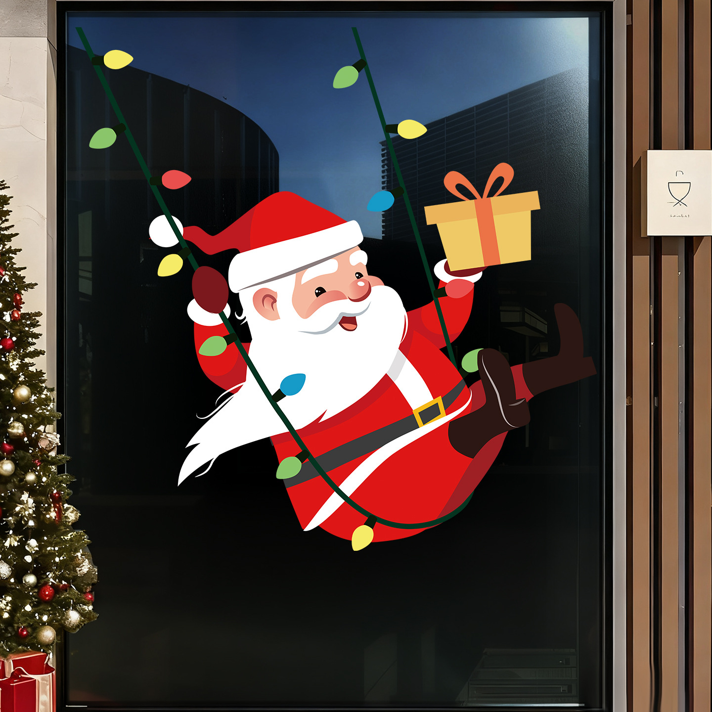 圣诞节静电贴橱窗贴玻璃氛围感贴纸窗户贴画圣诞老人装饰场景布置