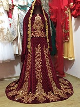 回族婚紗攝影色蘭印象紗麗馬來婚紗回族禮服結婚紅色公主