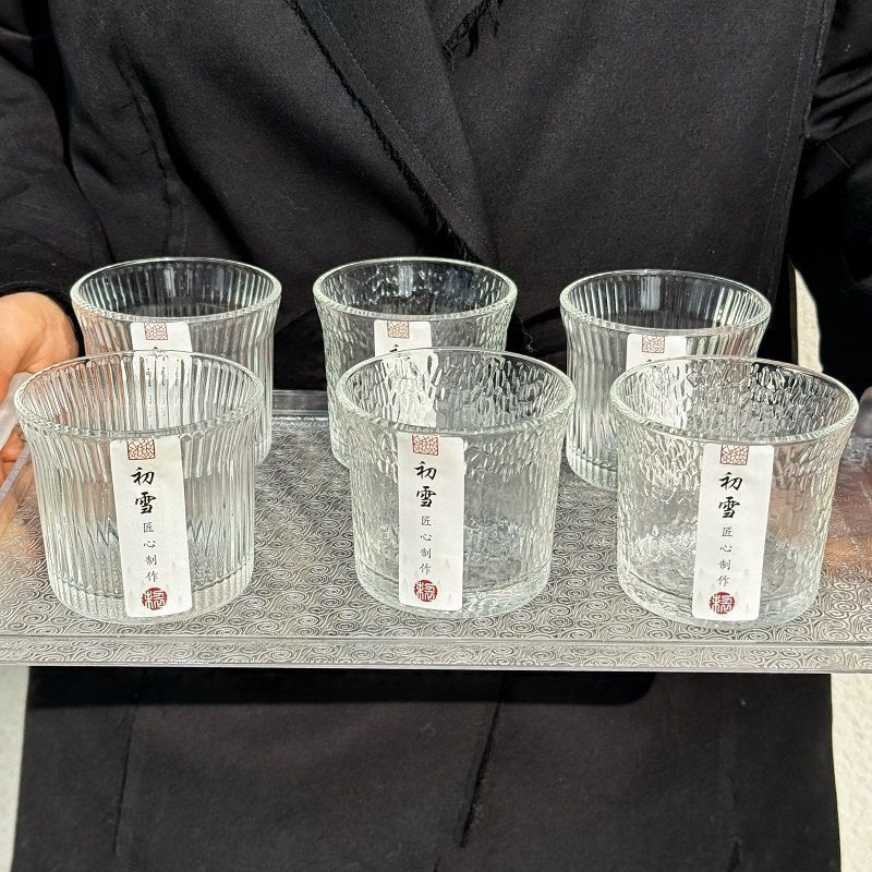 Early snow glass cup ins high-looking Japanese-style hammered drinking cup household suit vertical tea cup tea cup tea cup wine glass