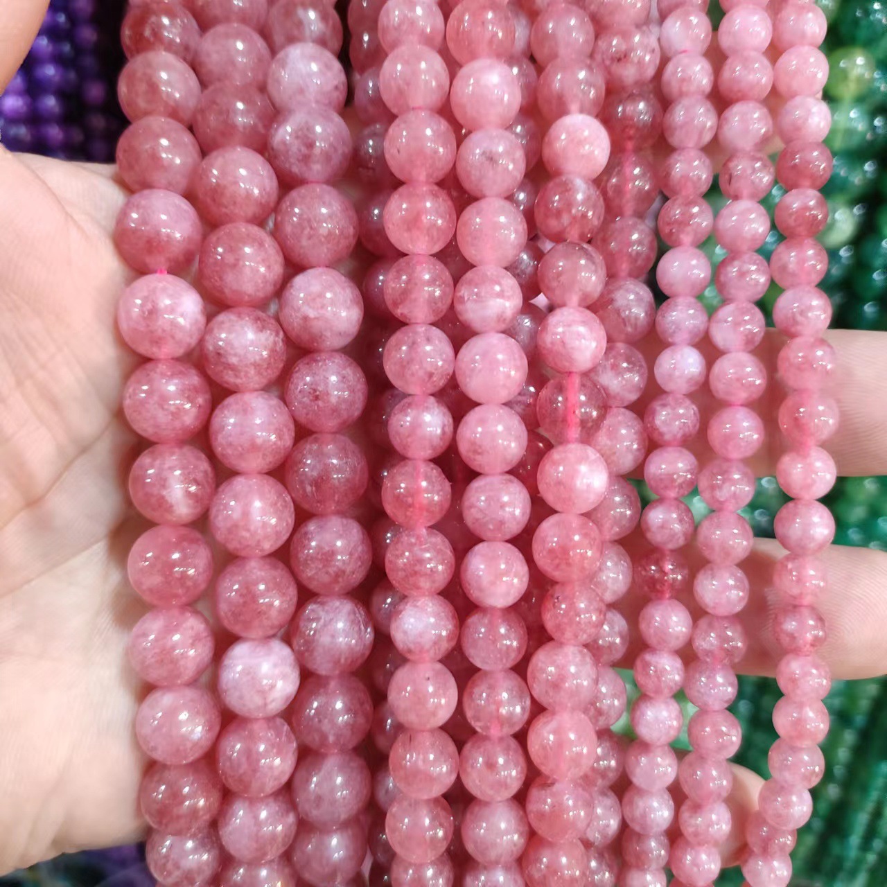 冰種草莓晶散珠優化草莓晶串珠diy飾品服飾配件工廠直銷直播專供