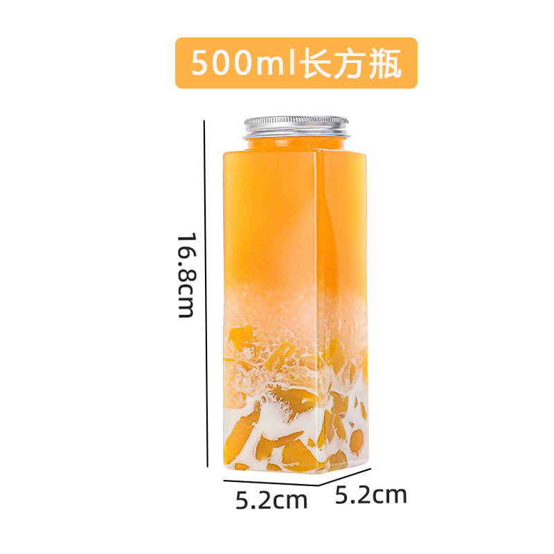 使い捨て透明増粘 500 ミリリットル正方形ジュース飲料ボトル蓋付きペット商業包装ミルクティーボトル卸売|undefined