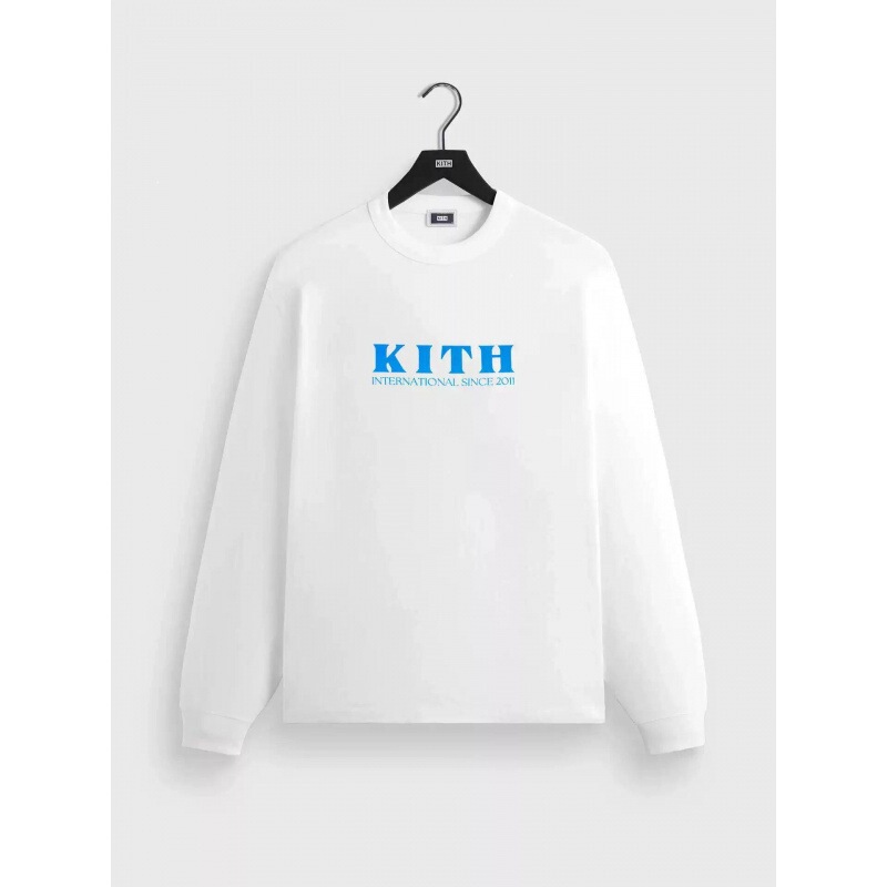 All Three Tags Are Complete. Kith Letter Embroidered Logo on the Chest. Unisex Cotton Loose Round Neck Long-Sleeved Sweatshirt T-Shirt All Three Tags Are Complete. Kith Letter Embroidered Logo on the Chest. Unisex Cotton Loose Round Neck Long-Sleeved Sweatshirt T-Shirt
