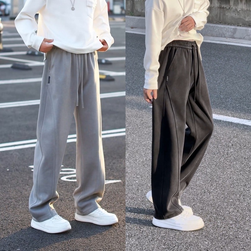 高品质老钱风男士高级感痞帅运动时尚简约松弛感裤子休闲运动男裤|undefined