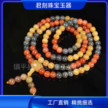 新疆金丝玉手串戈壁玉108颗手链圆珠项链直播货源七彩玉石佛珠