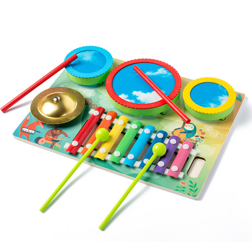 Cross-border children's wooden octave hand drumming early education baby educational musical instrument toy multi-functional drumming toy