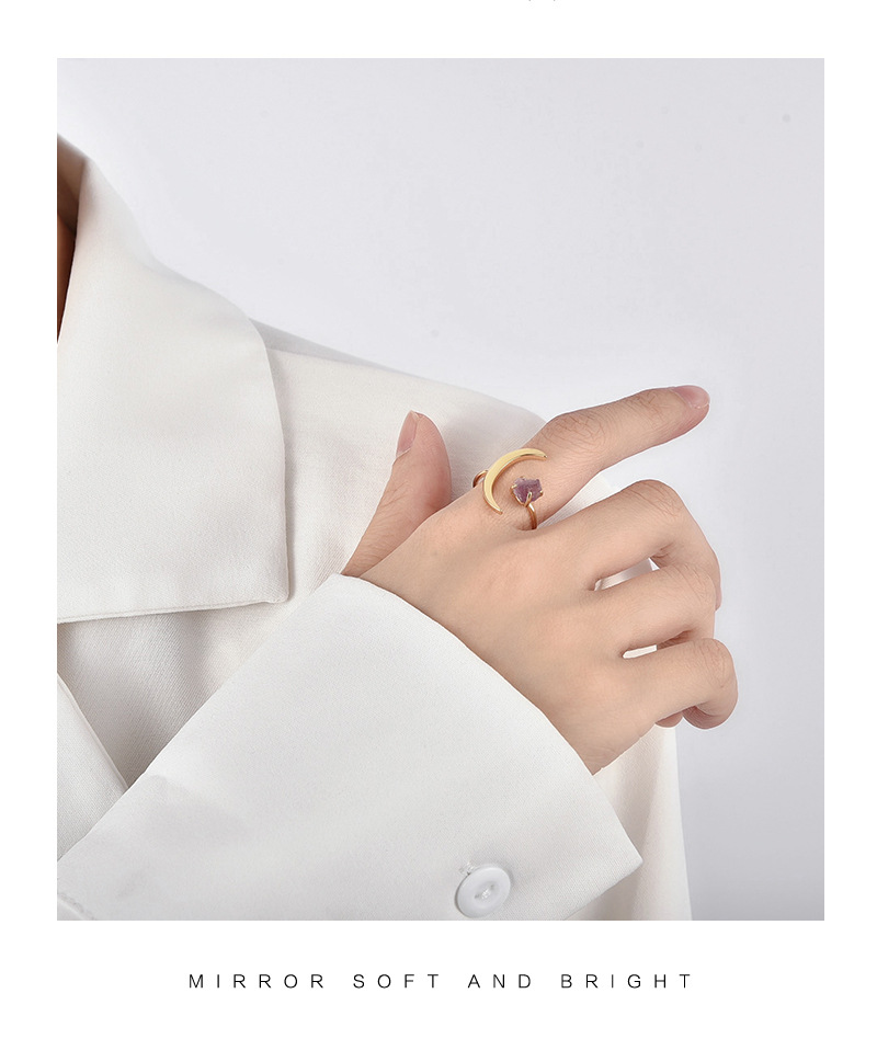 Moon Pattern Fashion Moon Copper Ring, Ring Jewelry Moon Plating Artificial Gemstones Copper Rings