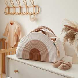 跨境编织婴儿尿布篮ins上班族手提袋妈咪包棉绳编织手提包编织篮