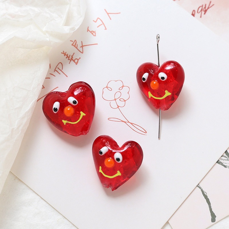 4g Weight Beads Jewelry Making Type 19 * 20mm Jewelry Making Size DIY Jewelry Accessories Classification 1 Piece Quantity glass Material Heart Shape Pattern Sweet, Simple Style Style 1 Piece 19 * 20mm Glass Heart Shape DIY Jewelry Accessories Beads 11