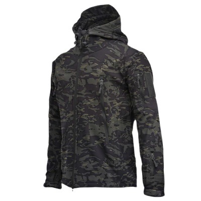 Chaqueta de los hombres trajes al por mayor impermeable de lana camuflaje suave capa de cáscara táctica al aire libre chaqueta de lana térmica
