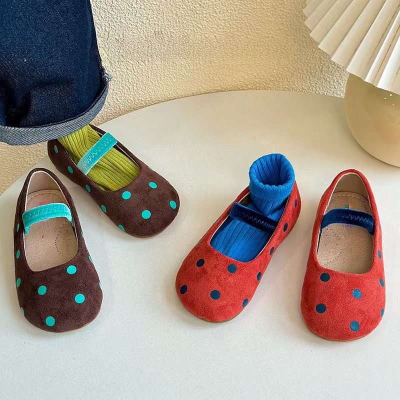 Girls' Leather Shoes Spring and Autumn New Ballet Round-Toe Flats Princess Shoes Dopamine Bd