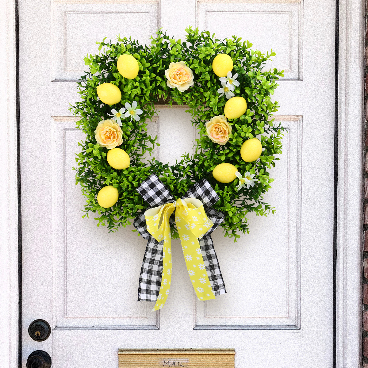 意泓 (Cross-border trading), square summer realistic artificial lemon tree with bow