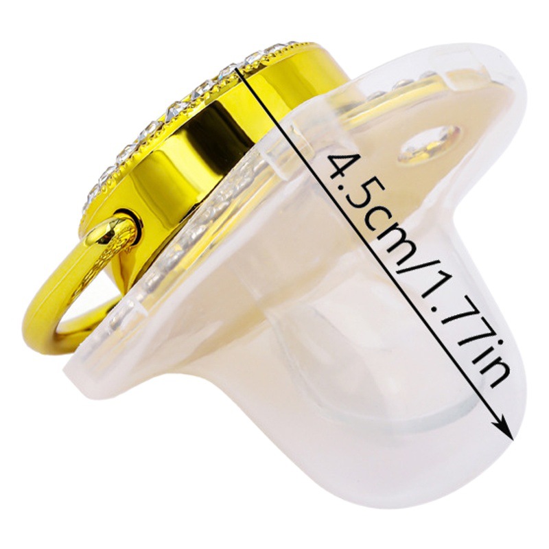 Nuevas letras doradas con diamante bebé calmante boca bebé silicona diamante pezón con cubierta de polvo