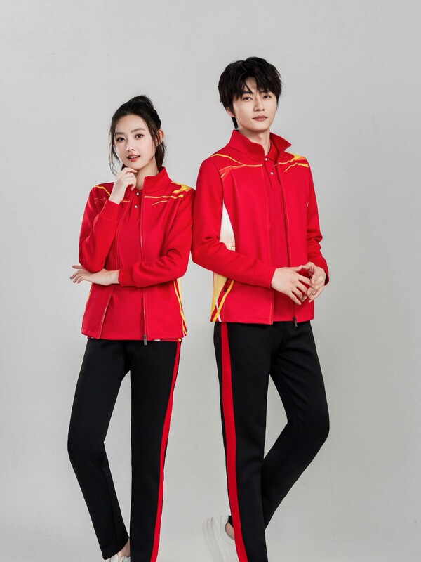 春と秋の男女同じスポーツスーツランニングカジュアルジャケットグループ活動グループ服フィットネスウォーキングスーツ|undefined