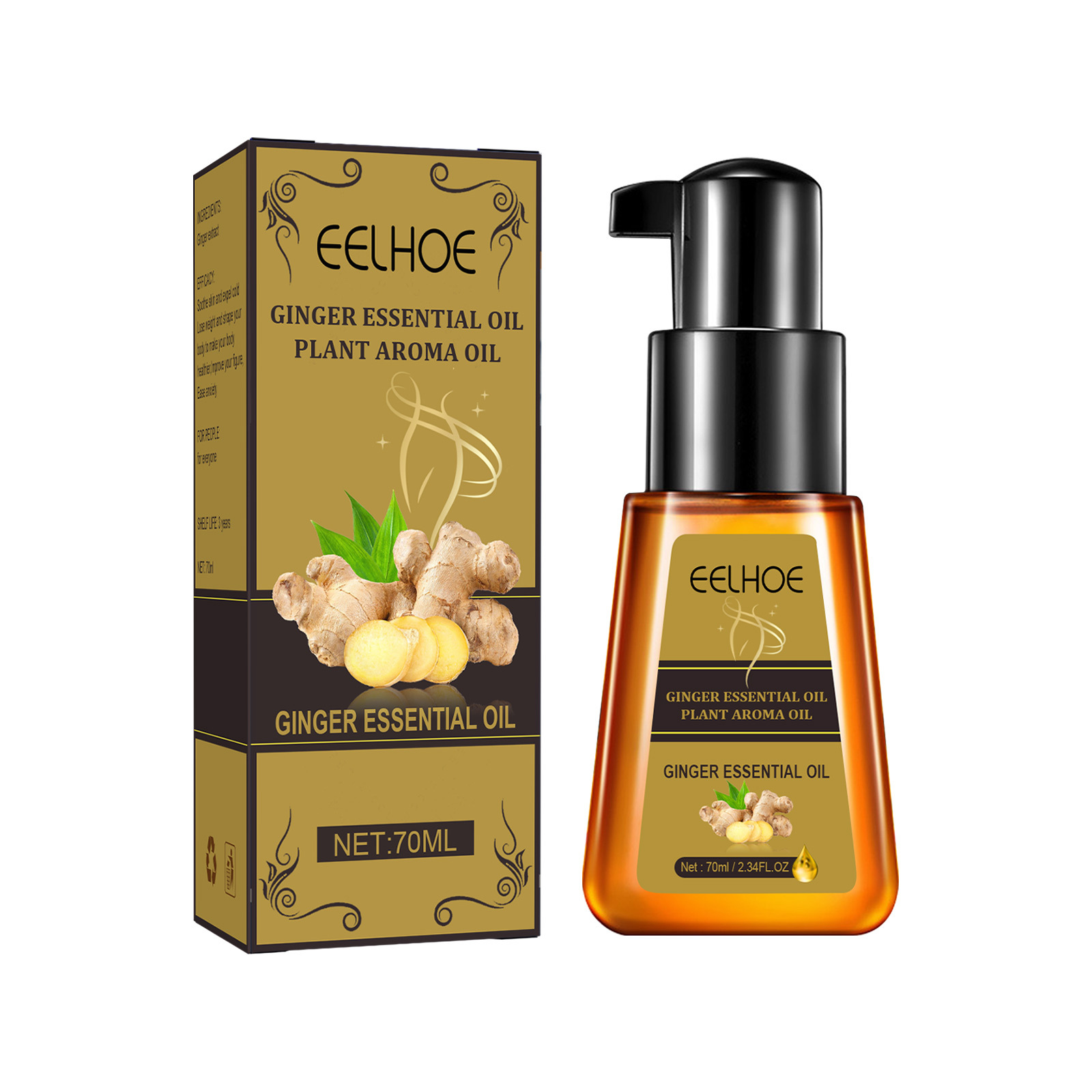 EELHOE Ginger Body Sculpting Massage Oil Firms and lifts buttocks, massages skin, tightens abdomen and tightens thigh muscles_voghion.com