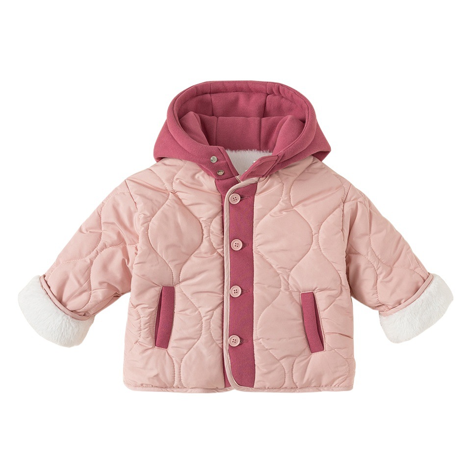 Youbao Ropa Infantil Chaqueta de Algodón de Invierno Nuevo Estilo Coreano Abrigo de Algodón Grueso con Bloques de Color para Niñas Elegante DY23127