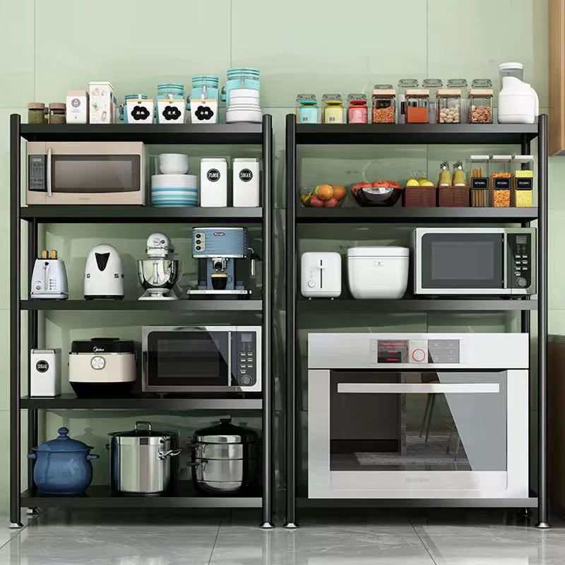 New multi-function kitchen storage rack floor-standing multi-layer household microwave oven storage pot rack non-stainless steel