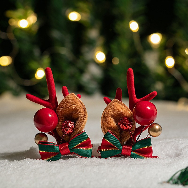 Adorable cabello de Navidad corno de ciervo cinco estrellas cabeza de banda de cabello de Navidad para niños corpos de cabello de decoración accesorios clipes de cabello