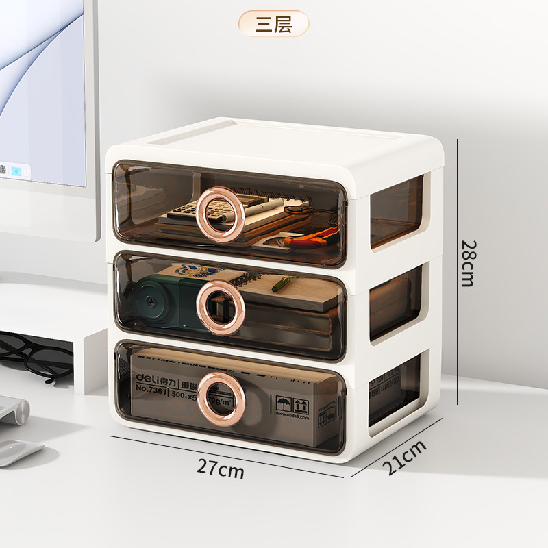 Luz de lujo tocador caja de cosméticos producto de cuidado de la piel estante de almacenamiento caja de almacenamiento de cosméticos cajón transparente estante de almacenamiento de escritorio