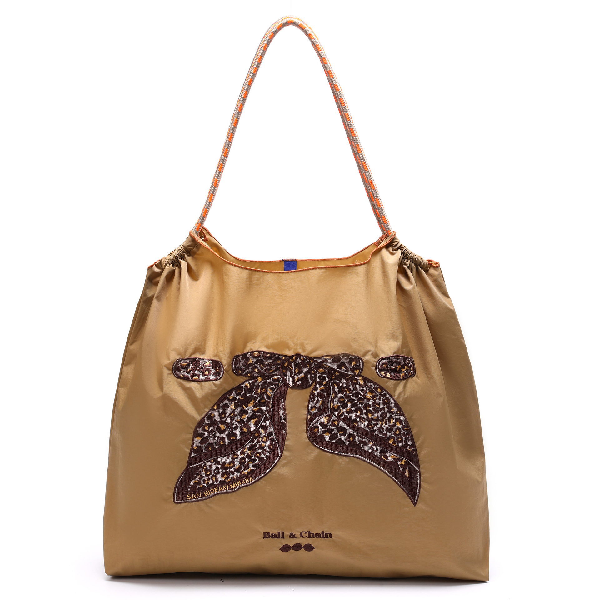 카키색 레오파드 프린트 리본