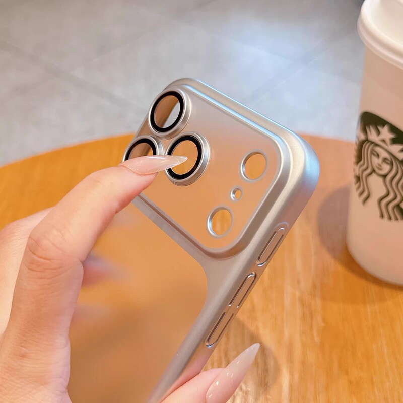 适用iPhone17Promax磨砂电镀手机壳苹果16带镜头膜超薄PC全包护套|undefined