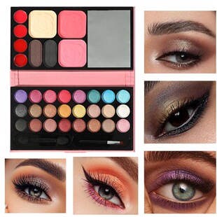 33-Color Pearlescent Matte Eye Shadow Lipstick Blush Makeup Set All-In-One Palette Beginner Portable Wallet Eye Shadow Palette