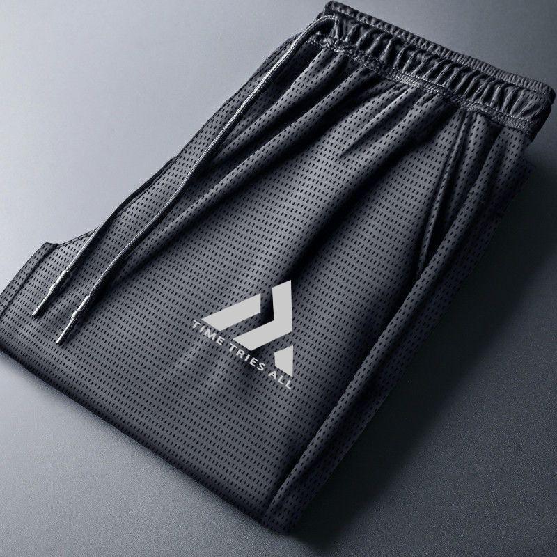 Pantalones casuales de seda de hielo para hombres de verano delgados pantalones de acondicionamiento de aire acondicionado pantalones de acondicionamiento de aire acondicionado de moda