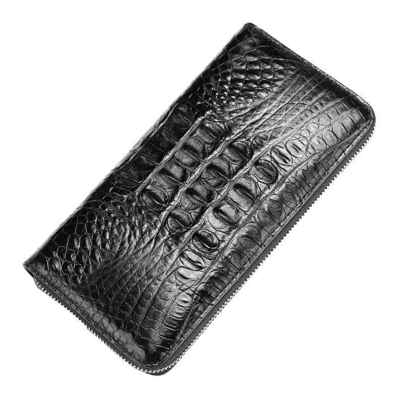 Crocodile leather clutch bag long leather wallet business zipper clutch alligator back bone clip bag foreign trade wholesale Crocodile leather clutch bag long leather wallet business zipper clutch alligator back bone clip bag foreign trade wholesale