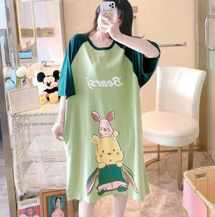 Wholesale New Summer Loose Large Size Sweet Cute Cartoon Short-sleeved Mid-length Girl's Outwear Short-sleeved Nightgown