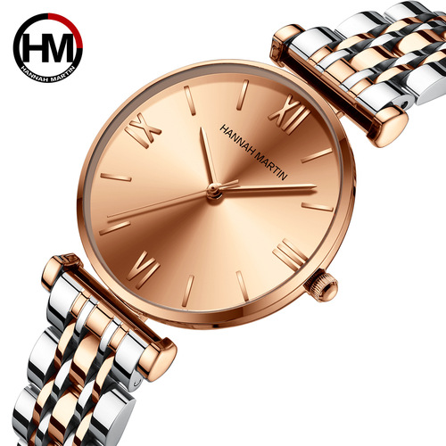 Japan Miyota 2035 movement solid stainless steel strap watch silver rose gold baby's breath ladies watch