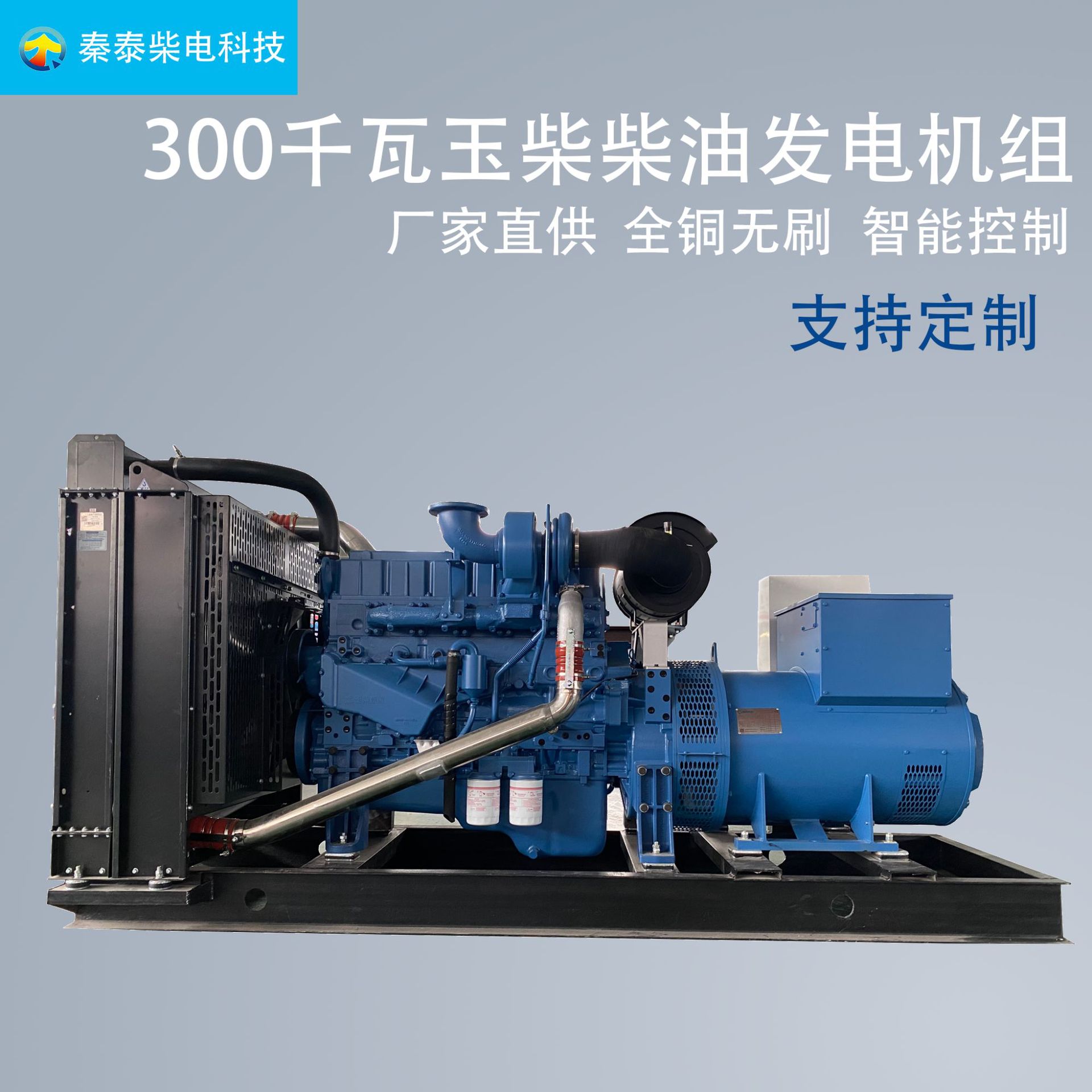300千瓦玉柴柴油发电机组 300KW全铜无刷智能控制