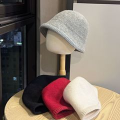 秋冬保暖百搭羊毛羊绒毛线渔夫帽子女个性前长后短不规则针织盆帽