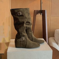 葡萄妈studiolee 2025年秋季增高5cm~ 韩系时髦扣带设计骑士靴女