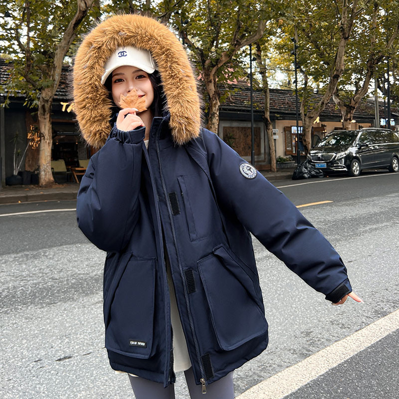 羽绒棉服女韩版宽松工装派克服棉衣2025冬装新款加厚棉袄学生外套|undefined