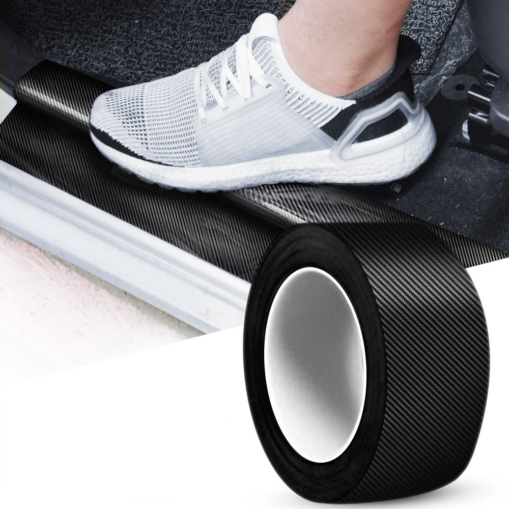 Car Door Sill Strips K3 DCarbon Fiber Pattern Door Edge Anti-collision Strips Car Sill Strips Anti-trampling Stickers Rear Trunk Anti-collision Strips