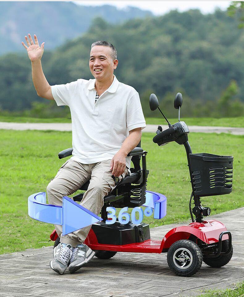 Electric Four-Wheeler for the Elderly, Household Dual-Seater Mobility Scooter for Disabled People, Foldable Small Electric Vehicle
