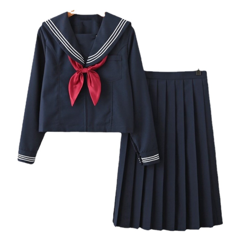 Manufacturer Supplies Japanese Jk Uniforms, Authentic Basic Sailor-Style School Uniforms, Academy-Style School-Supplied Sets, Women's Short Skirts